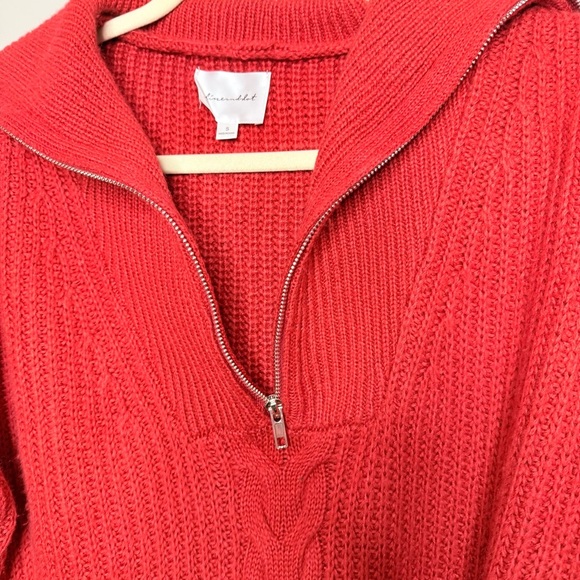 Line and Dot Red Women's Cropped Sweater with Zipper Size Small - Picture 6 of 8